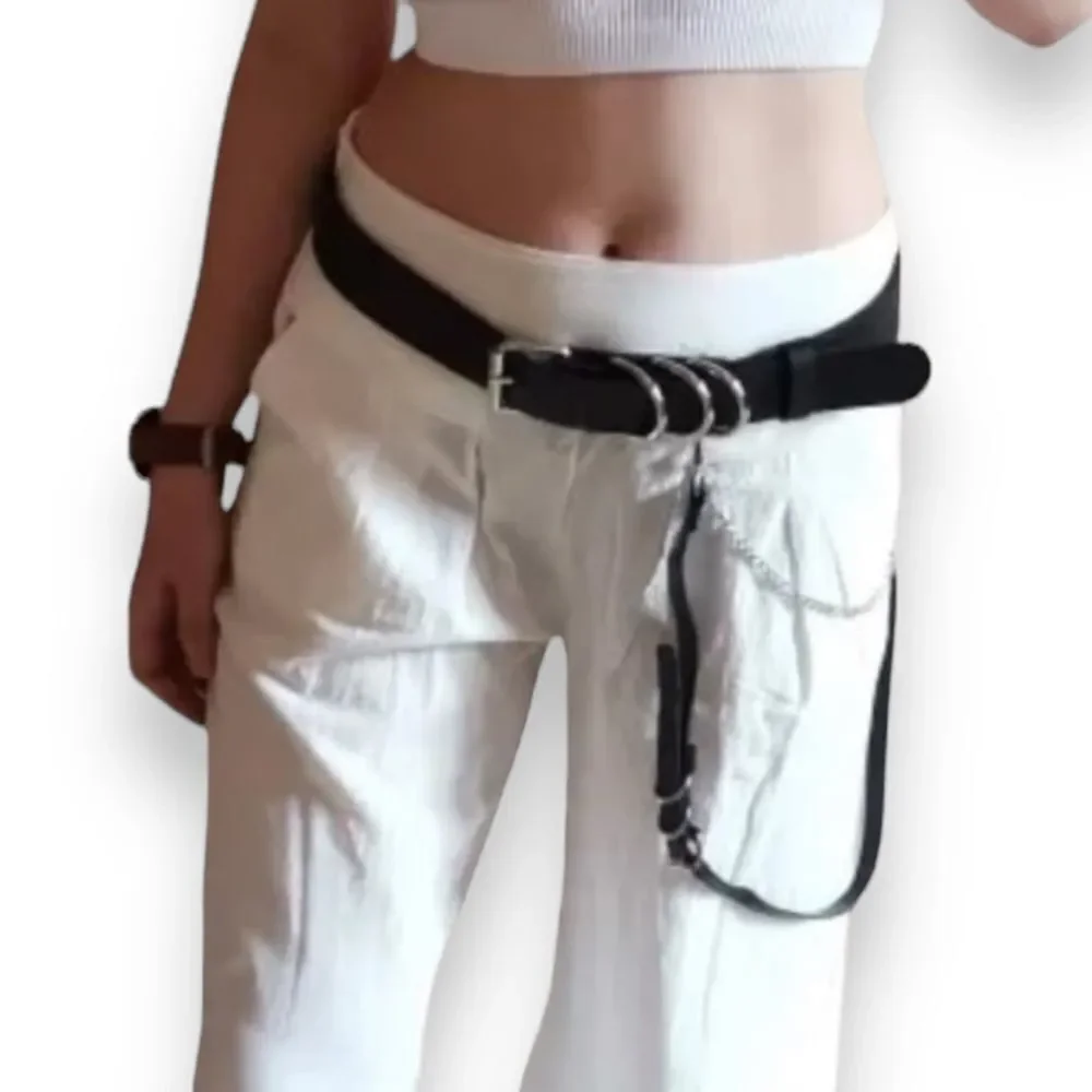 Black Chest Harness Belt Silver Chain Pants Punk Gothic Festival NWT